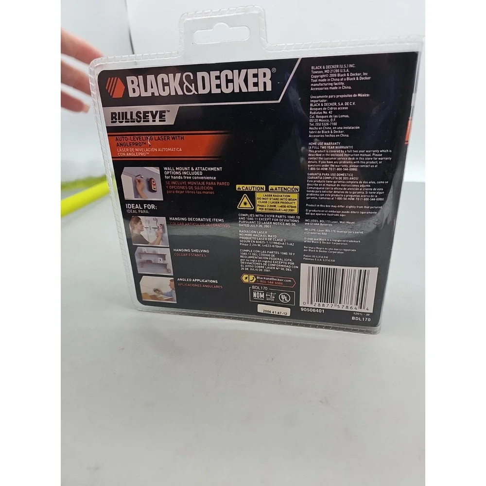 Black+Decker BullsEye BDL170 Self/Auto-Leveling Laser Line Level Tool AnglePro